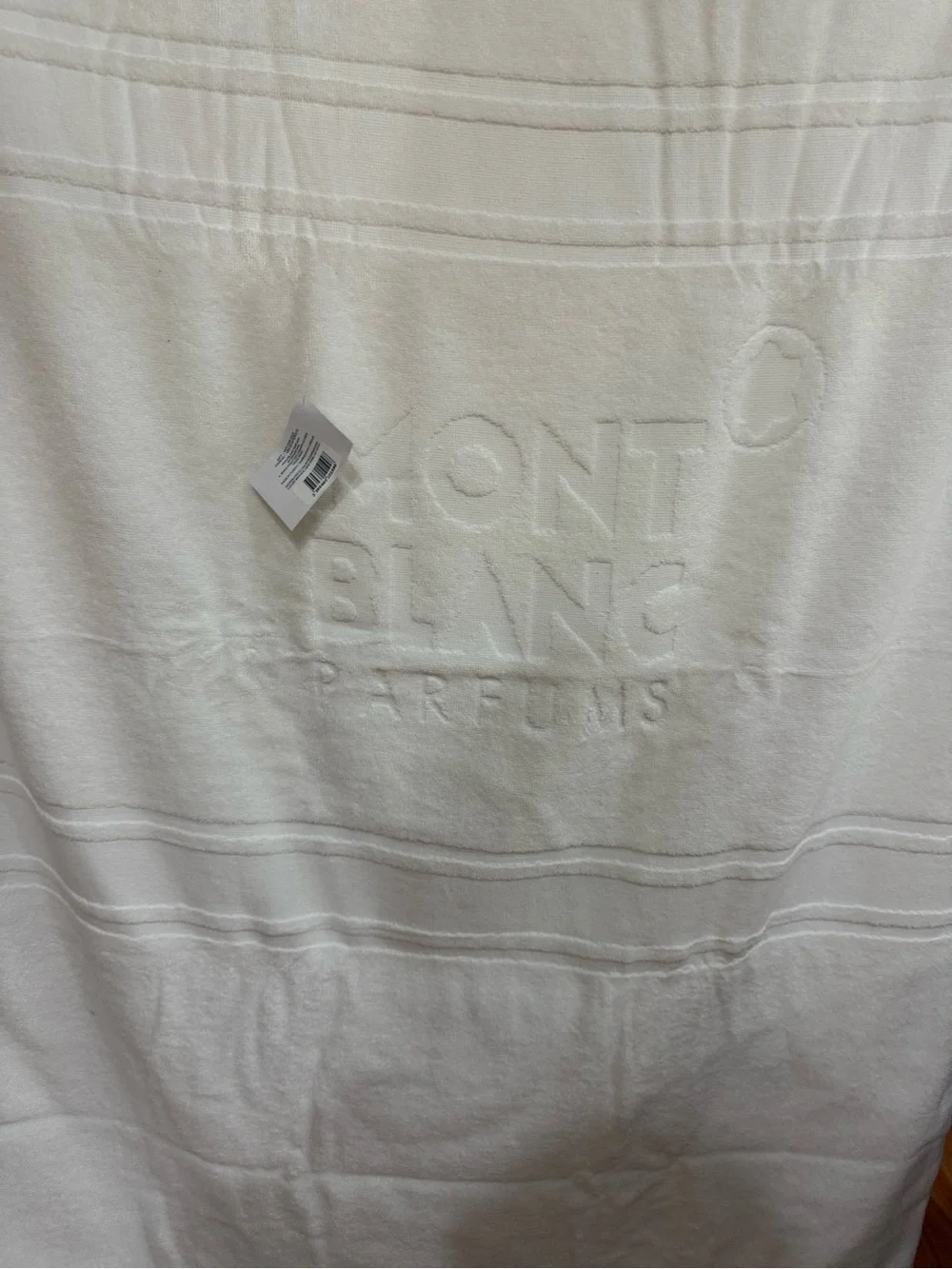 Mont Blanc White Embossed Logo Bath Towel